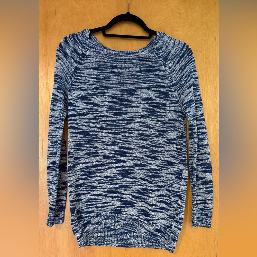 Women’s Blue and White/Creme Knit Sweater